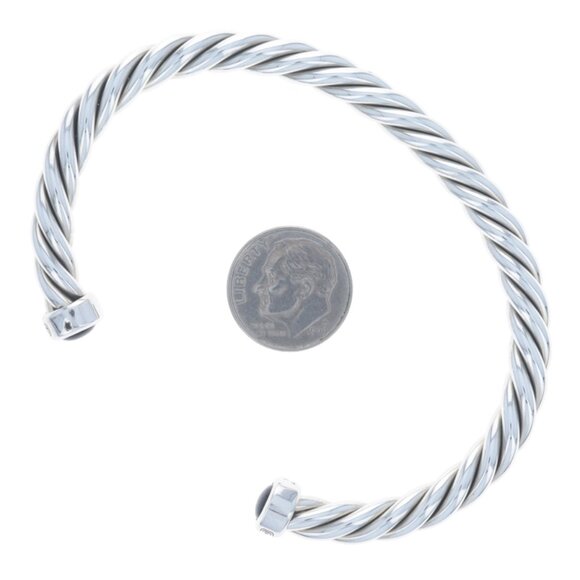 David Yurman Cable Classic Onyx Men's Cuff Bracelet 7 1/4" - Sterling Silver 925 - Picture 4 of 6